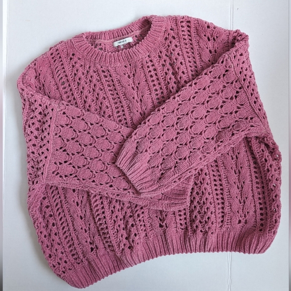 Forever 21 Fuzzy Open Knit Sweater Dusty Rose - Picture 3 of 7